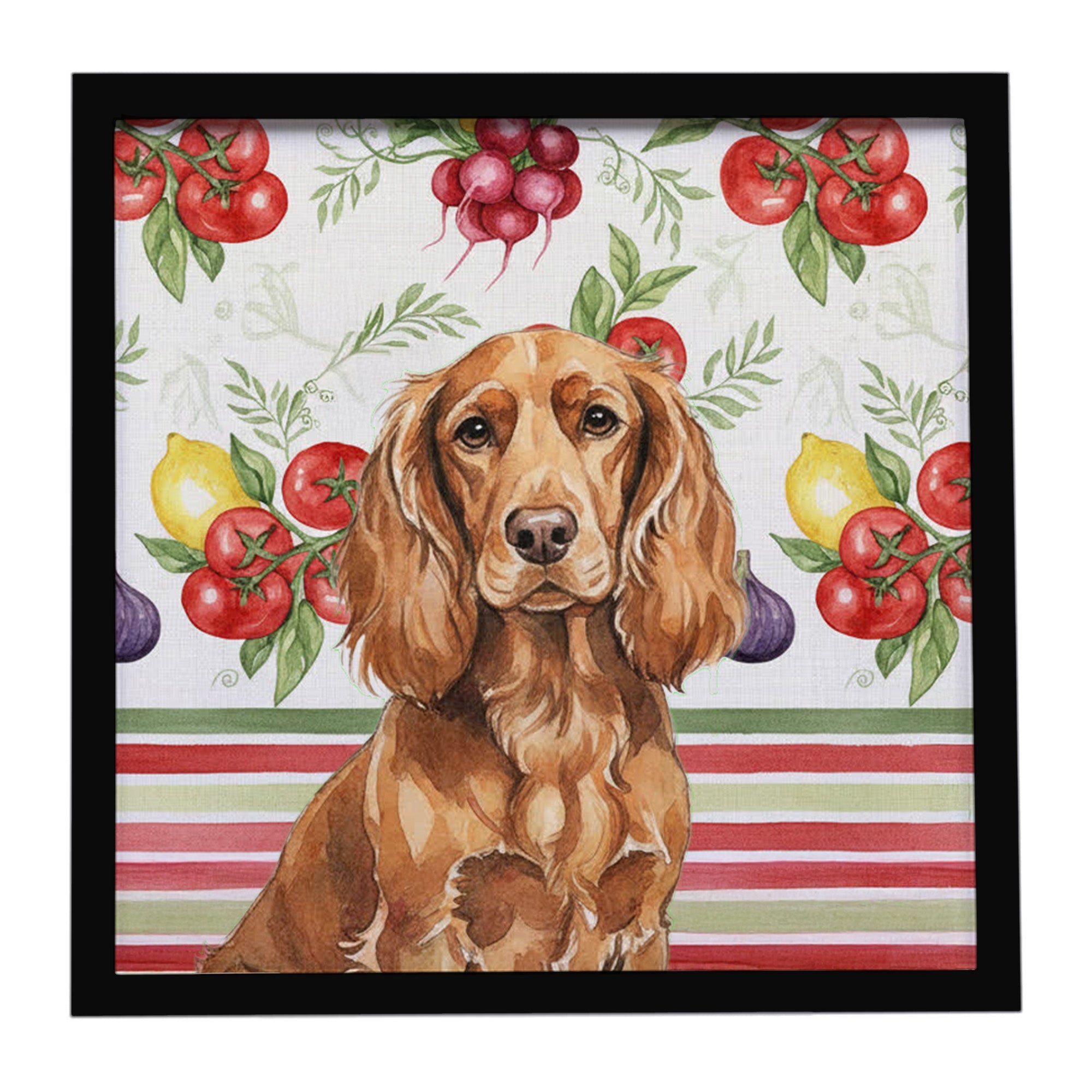 Boykin Spaniel Vegetables Framed Metal Print Bathroom, Kitchen, Office, Home Decor Wall Art Ready to Hang, Square, 8X8