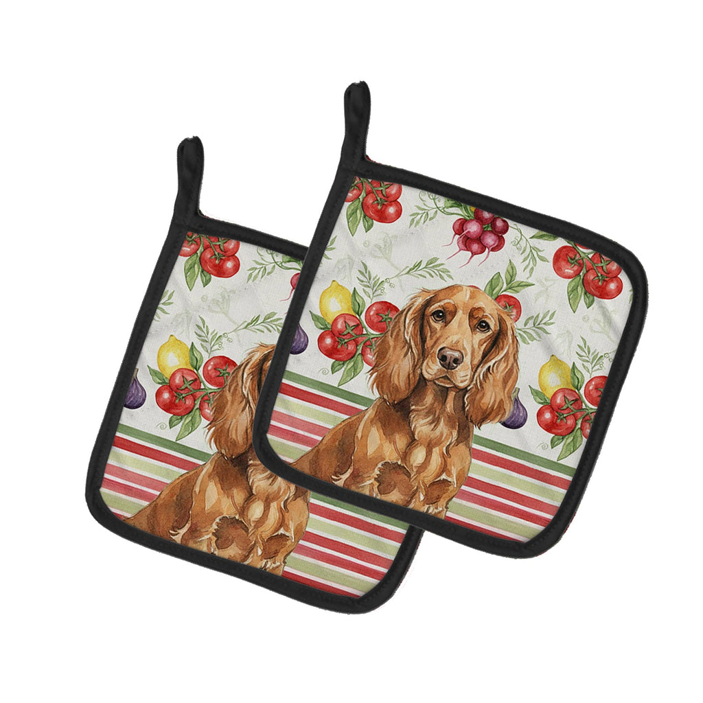 Boykin Spaniel Vegetables Pot Holder Set of 2 Heat Resistant Quilted Hot Pads 7.5 x 7.5 Inch, Insulated Kitchen Trivets for Cooking & Baking