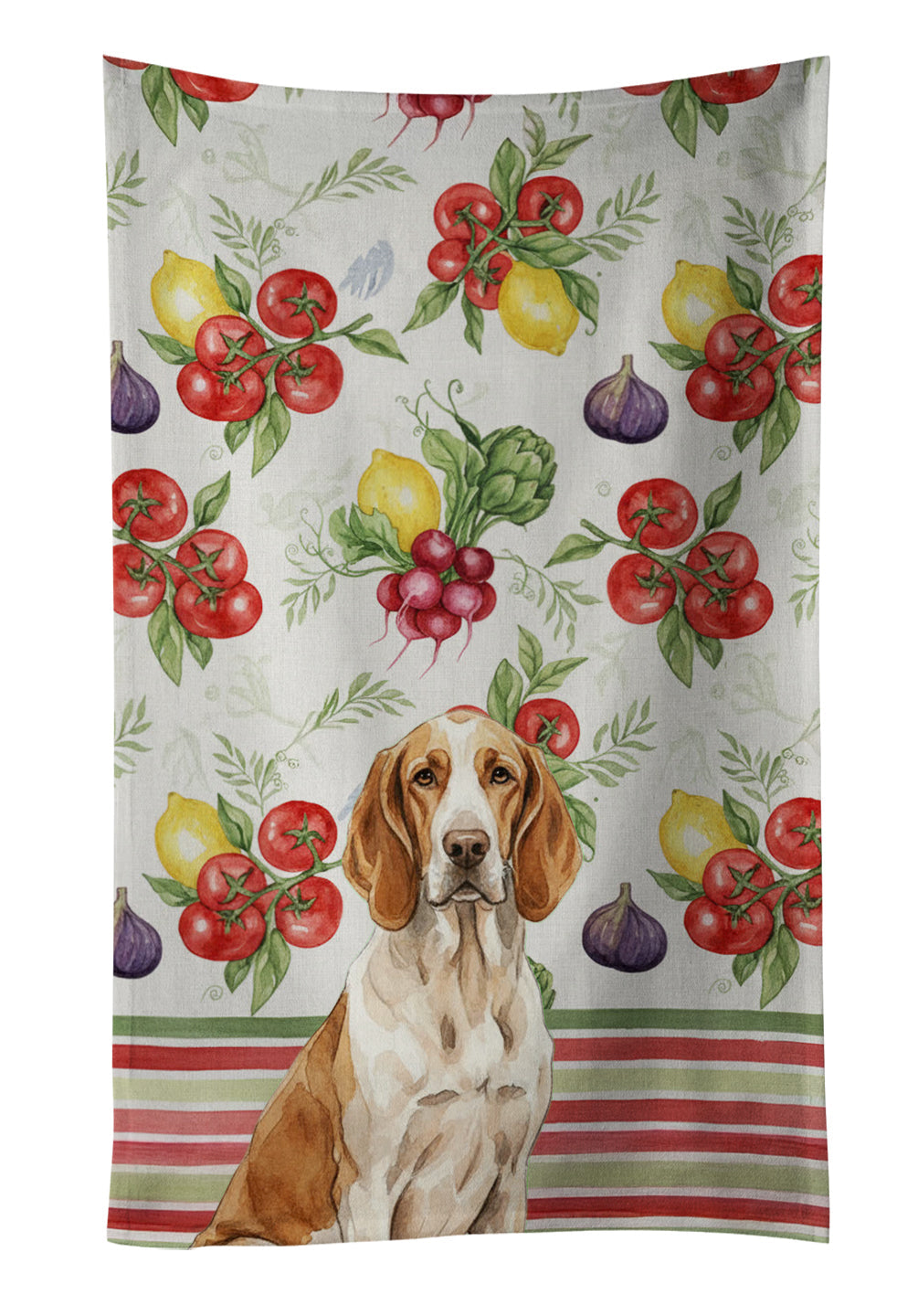 Bracco Italiano Vegetables Kitchen Towel Velour Plush Front and Cotton Loop Back Machine Washable