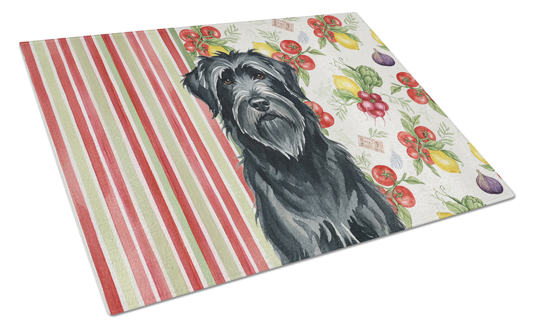 Black Briard Vegetables Cutting Board Tempered Glass Kitchen Cutting Surface, Heat Resistant Chopping, Non-Slip Feet, Food Prep & Serving