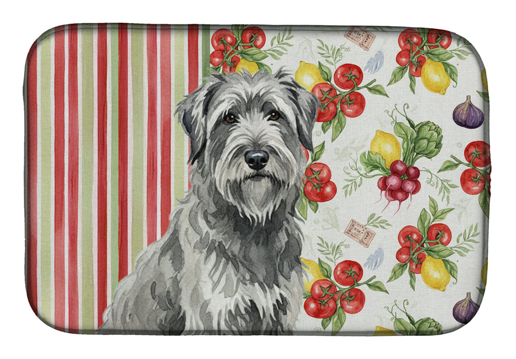 Gray Briard Vegetables Dish Drying Mat Absorbent Dish Drying Mat Pad for Kitchen Counter Dish Drainer Mat for Countertop, 14 x 21", Multicolor