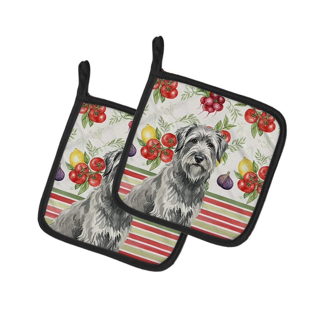 Gray Briard Vegetables Pot Holder Set of 2 Heat Resistant Quilted Hot Pads 7.5 x 7.5 Inch, Insulated Kitchen Trivets for Cooking & Baking