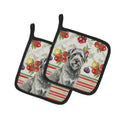 Gray Briard Vegetables Pot Holder Set of 2 Heat Resistant Quilted Hot Pads 7.5 x 7.5 Inch, Insulated Kitchen Trivets for Cooking & Baking