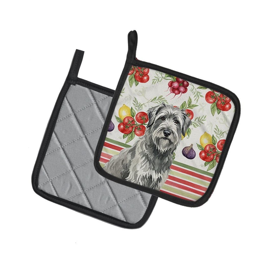 Gray Briard Vegetables Pot Holder Set of 2 Heat Resistant Quilted Hot Pads 7.5 x 7.5 Inch, Insulated Kitchen Trivets for Cooking & Baking