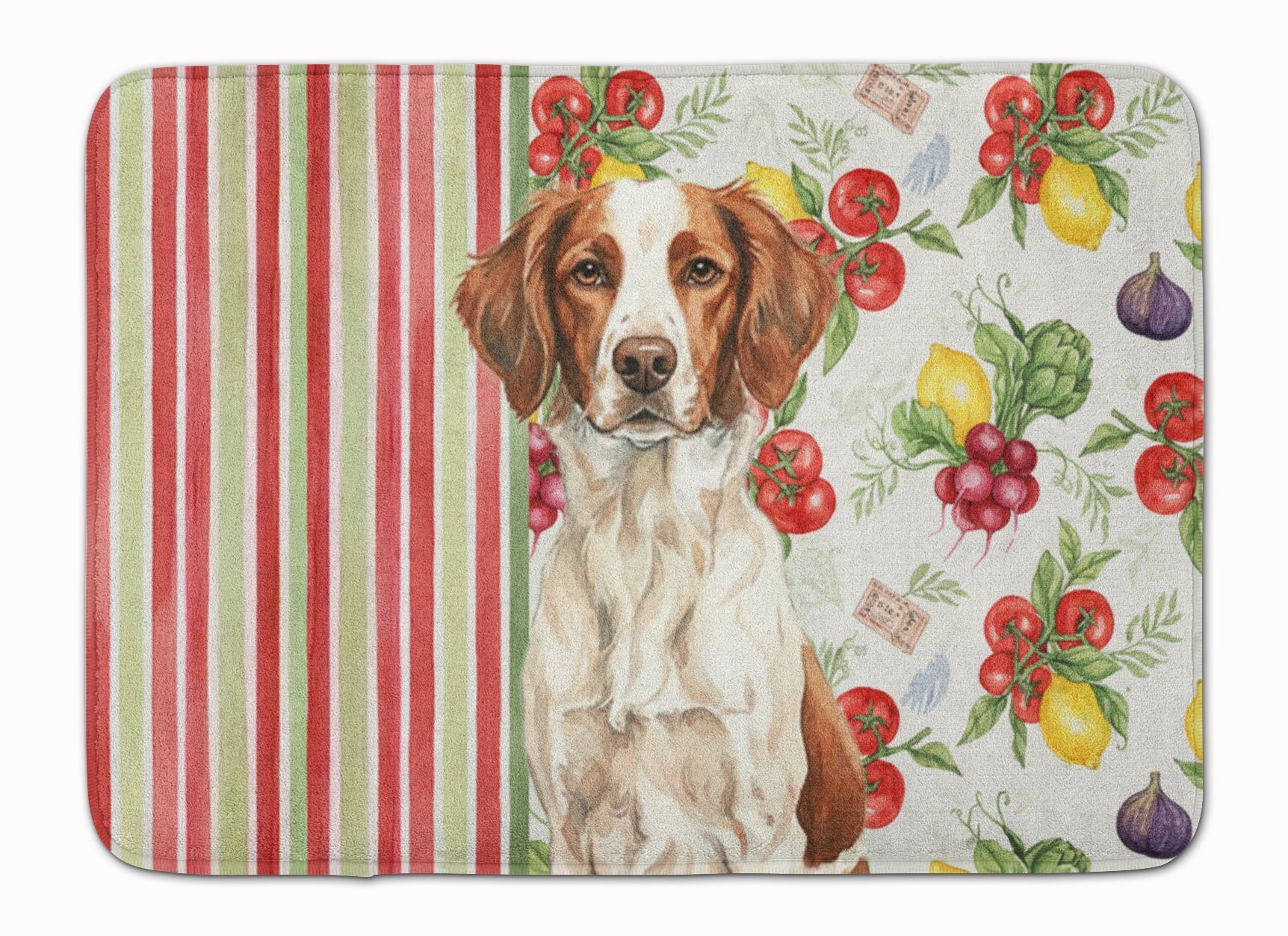 Liver and White Brittany Vegetables Memory Foam Kitchen Mat Machine Washable Anti-Fatigue Cushion Comfort Bath or Kitchen Rug