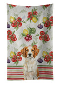 Orange and White Brittany Vegetables Kitchen Towel Velour Plush Front and Cotton Loop Back Machine Washable