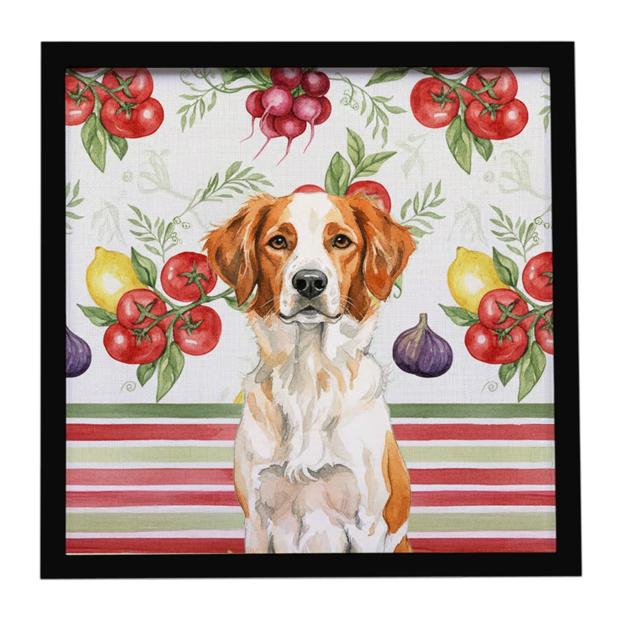 Orange and White Brittany Vegetables Framed Metal Print Bathroom, Kitchen, Office, Home Decor Wall Art Ready to Hang, Square, 8X8