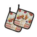 Orange and White Brittany Vegetables Pot Holder Set of 2 Heat Resistant Quilted Hot Pads 7.5 x 7.5 Inch, Insulated Kitchen Trivets for Cooking & Baking
