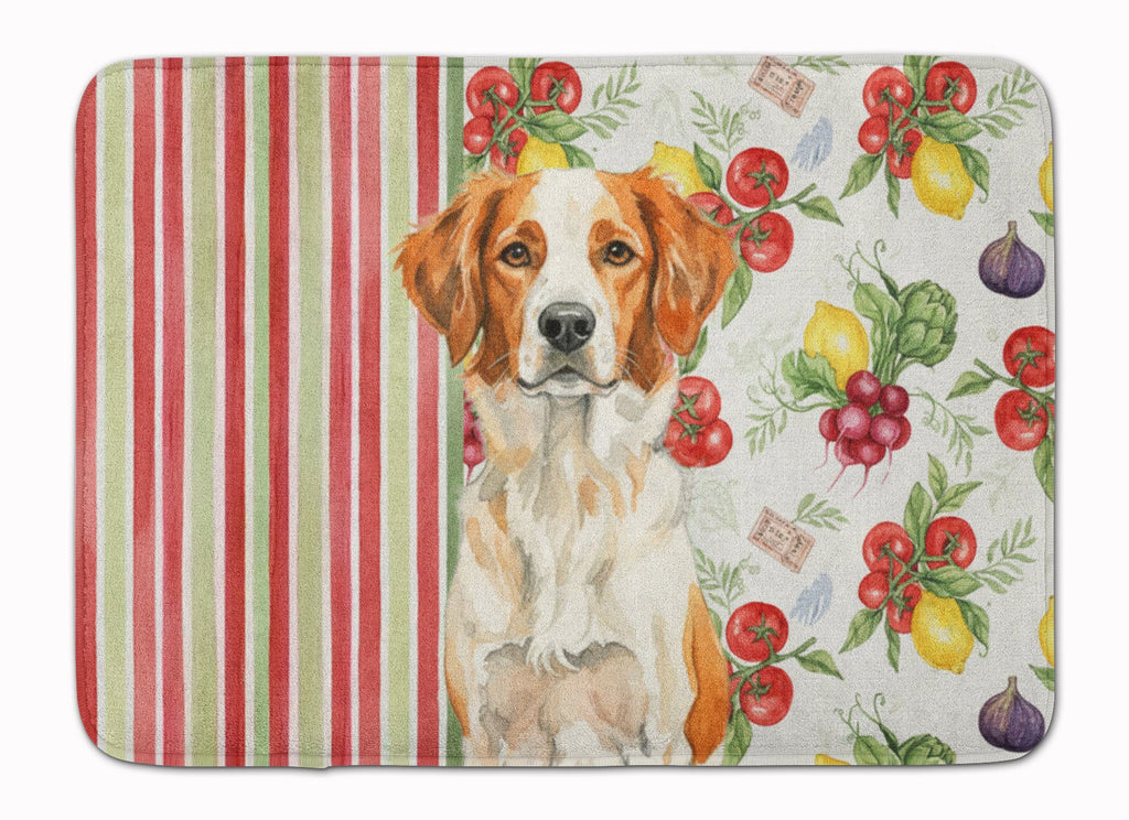 Orange and White Brittany Vegetables Memory Foam Kitchen Mat Machine Washable Anti-Fatigue Cushion Comfort Bath or Kitchen Rug
