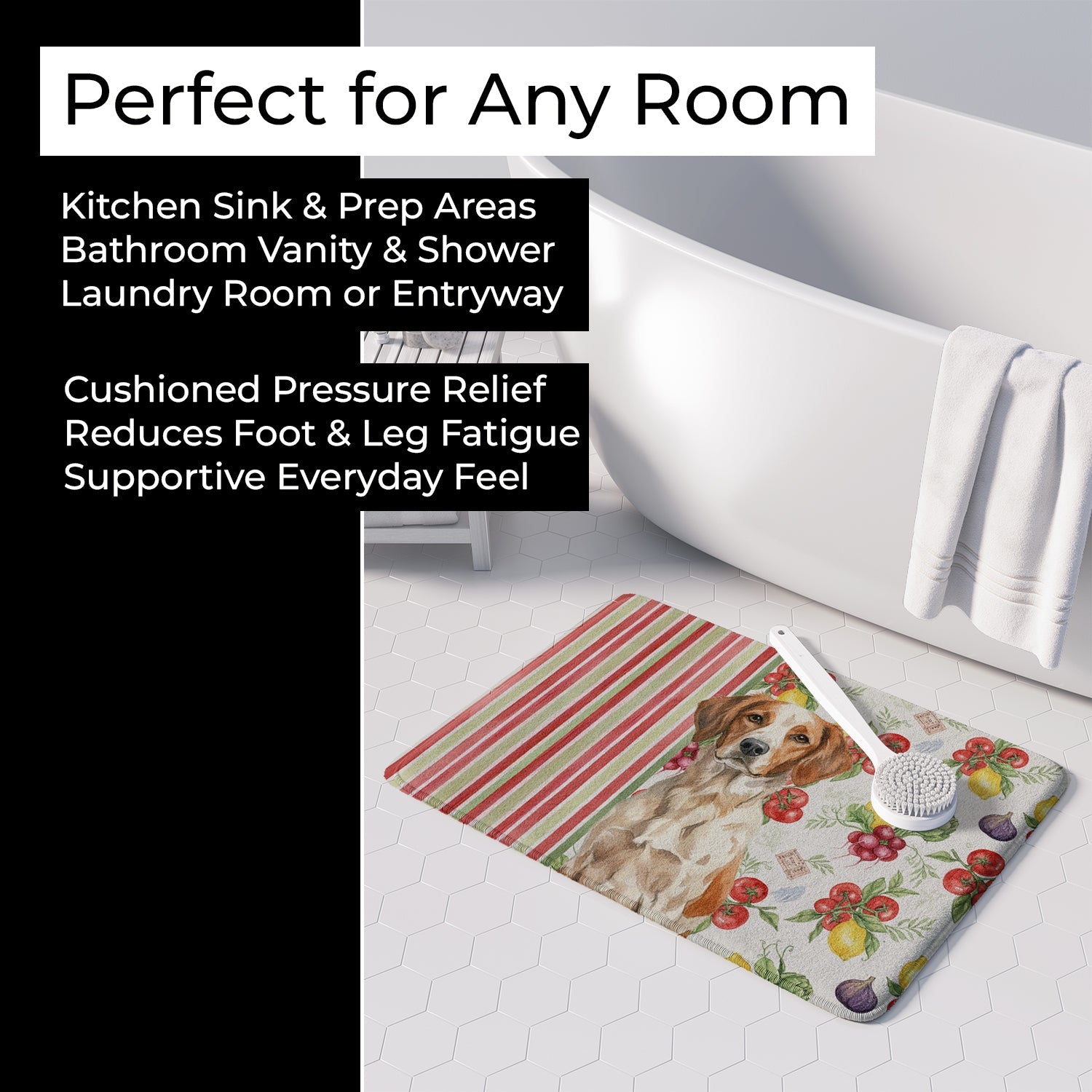 Roan Brittany Vegetables Memory Foam Kitchen Mat Machine Washable Anti-Fatigue Cushion Comfort Bath or Kitchen Rug