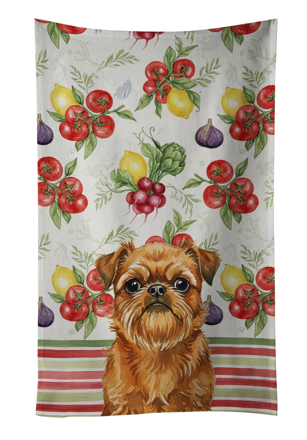 Belge Brussels Griffon Vegetables Kitchen Towel Velour Plush Front and Cotton Loop Back Machine Washable