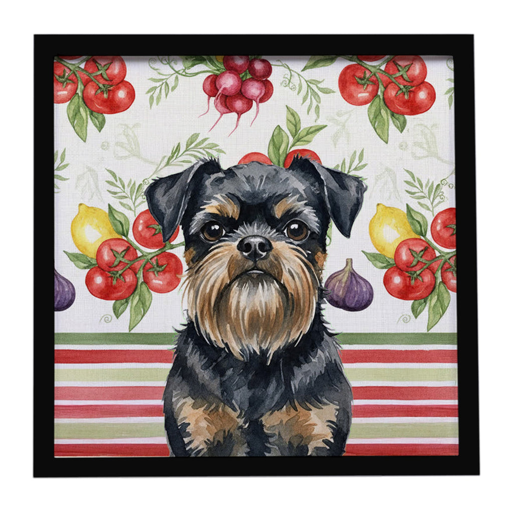 Black and Tan Brussels Griffon Vegetables Framed Metal Print Bathroom, Kitchen, Office, Home Decor Wall Art Ready to Hang, Square, 8X8