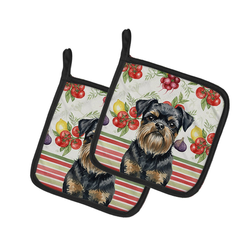 Black and Tan Brussels Griffon Vegetables Pot Holder Set of 2 Heat Resistant Quilted Hot Pads 7.5 x 7.5 Inch, Insulated Kitchen Trivets for Cooking & Baking