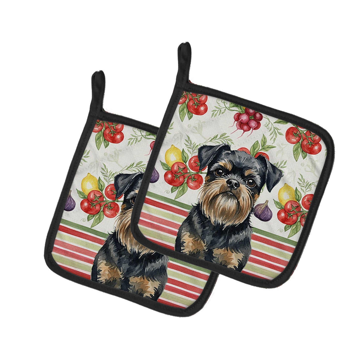 Black and Tan Brussels Griffon Vegetables Pot Holder Set of 2 Heat Resistant Quilted Hot Pads 7.5 x 7.5 Inch, Insulated Kitchen Trivets for Cooking & Baking
