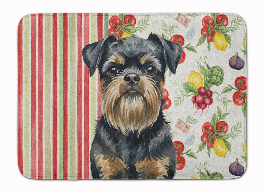 Black and Tan Brussels Griffon Vegetables Memory Foam Kitchen Mat Machine Washable Anti-Fatigue Cushion Comfort Bath or Kitchen Rug