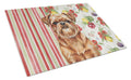 Red Brussels Griffon Vegetables Cutting Board Tempered Glass Kitchen Cutting Surface, Heat Resistant Chopping, Non-Slip Feet, Food Prep & Serving