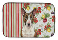 Brindle and White Bull Terrier Vegetables Dish Drying Mat Absorbent Dish Drying Mat Pad for Kitchen Counter Dish Drainer Mat for Countertop, 14 x 21", Multicolor
