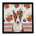 Brindle and White Bull Terrier Vegetables Framed Metal Print Bathroom, Kitchen, Office, Home Decor Wall Art Ready to Hang, Square, 8X8