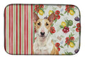 Fawn and White Bull Terrier Vegetables Dish Drying Mat Absorbent Dish Drying Mat Pad for Kitchen Counter Dish Drainer Mat for Countertop, 14 x 21", Multicolor