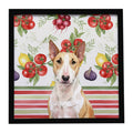 Fawn and White Bull Terrier Vegetables Framed Metal Print Bathroom, Kitchen, Office, Home Decor Wall Art Ready to Hang, Square, 8X8