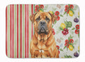 Red Bullmastiff Vegetables Memory Foam Kitchen Mat Machine Washable Anti-Fatigue Cushion Comfort Bath or Kitchen Rug