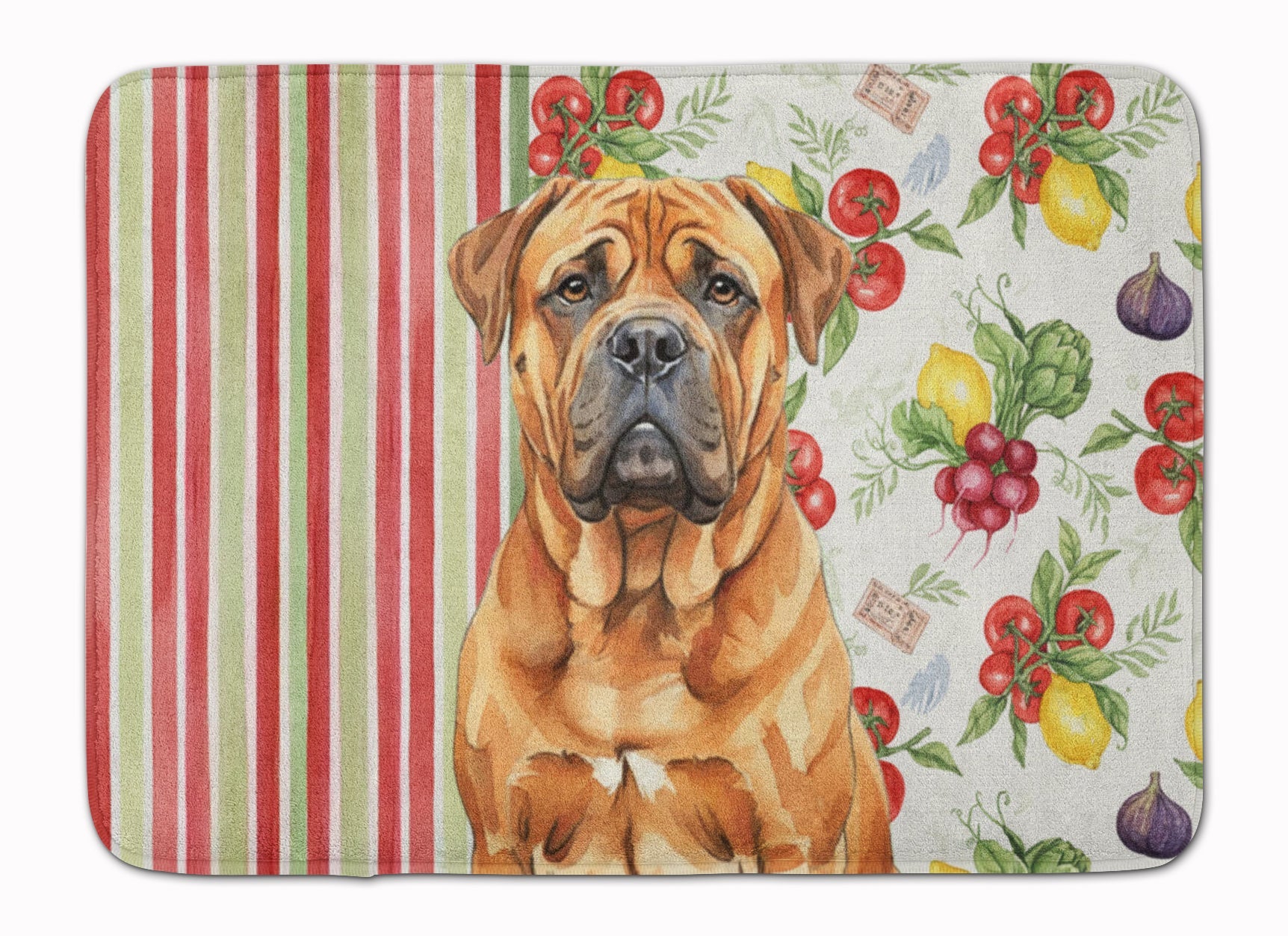 Red Bullmastiff Vegetables Memory Foam Kitchen Mat Machine Washable Anti-Fatigue Cushion Comfort Bath or Kitchen Rug