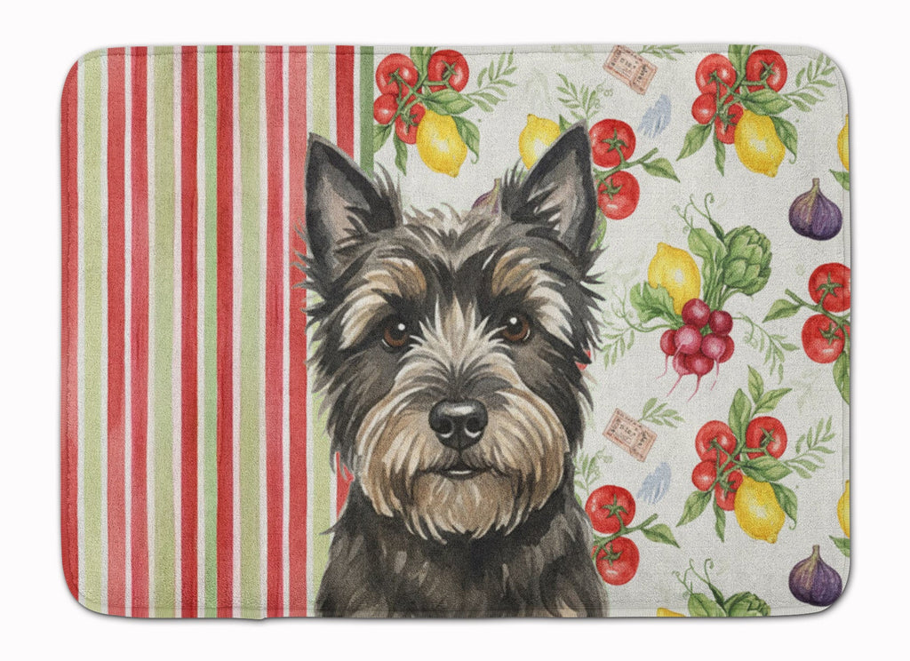 Black Cairn Terrier Vegetables Memory Foam Kitchen Mat Machine Washable Anti-Fatigue Cushion Comfort Bath or Kitchen Rug