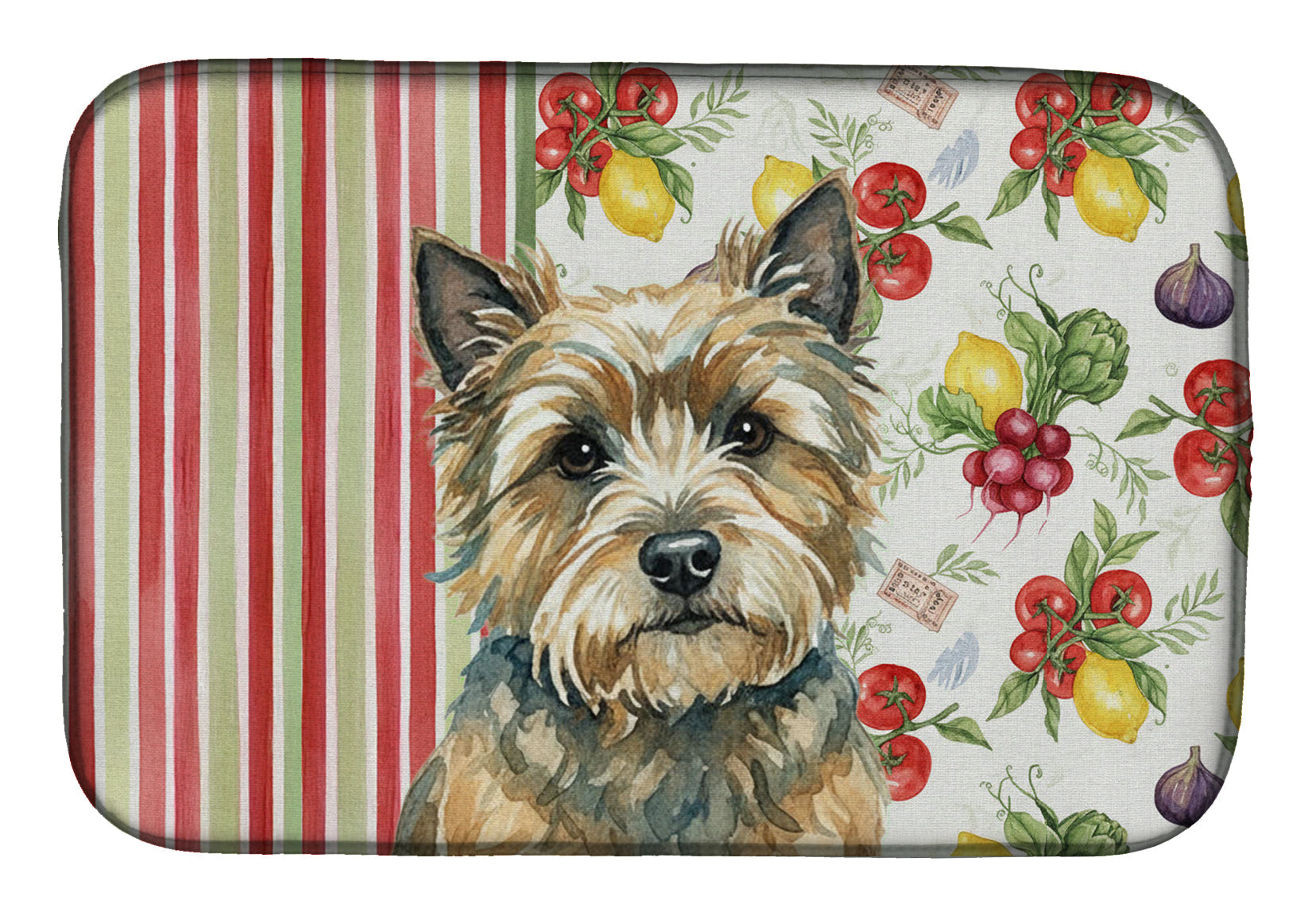 Cairn Terrier Vegetables Dish Drying Mat Absorbent Dish Drying Mat Pad for Kitchen Counter Dish Drainer Mat for Countertop, 14 x 21", Multicolor