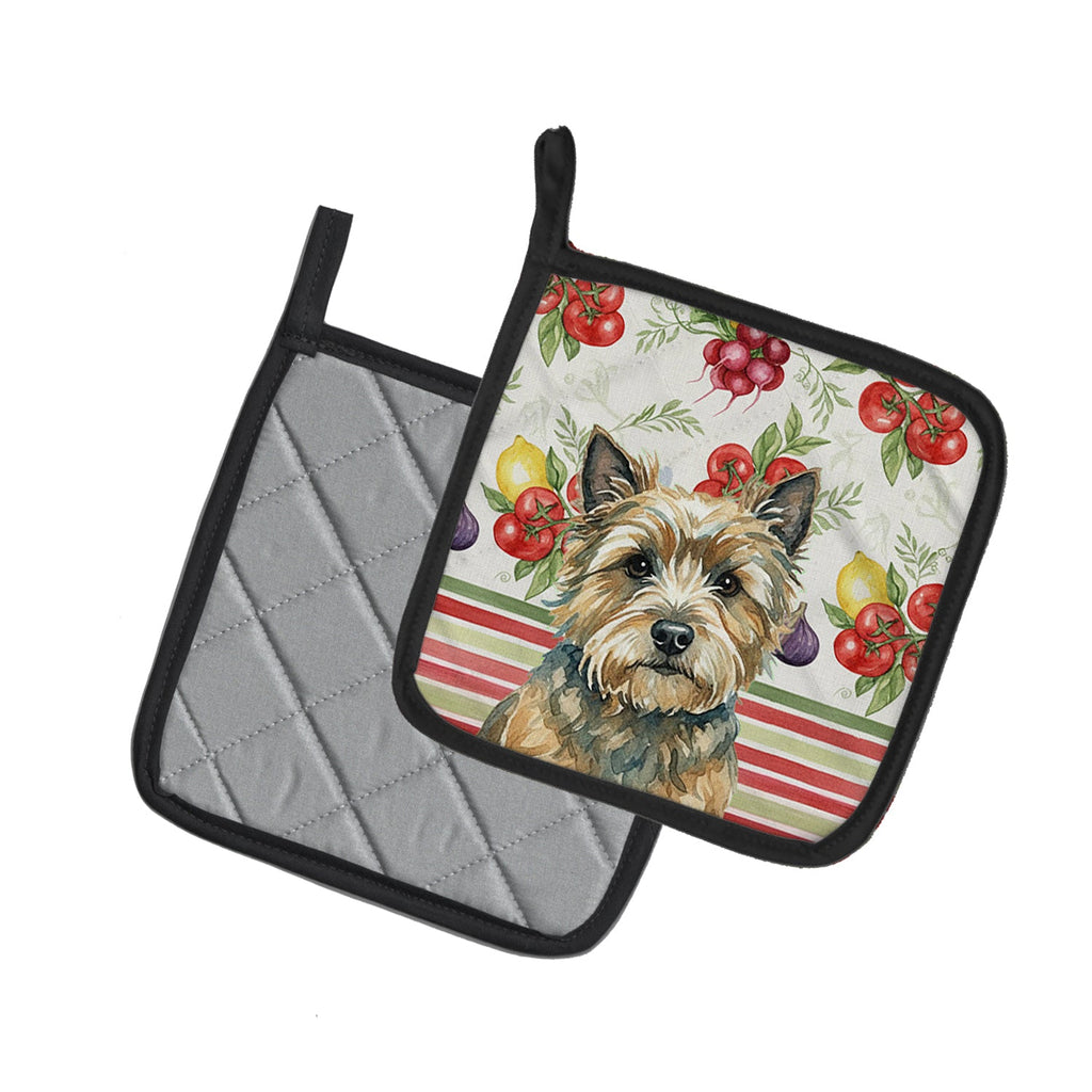 Cairn Terrier Vegetables Pot Holder Set of 2 Heat Resistant Quilted Hot Pads 7.5 x 7.5 Inch, Insulated Kitchen Trivets for Cooking & Baking