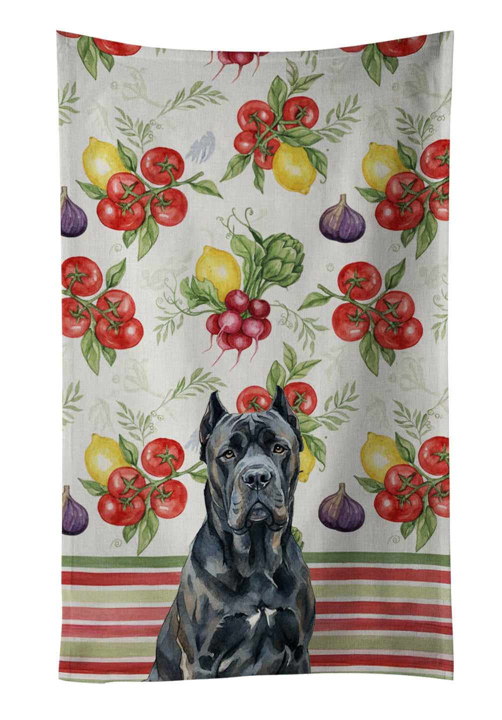 Cane Corso Vegetables Kitchen Towel Velour Plush Front and Cotton Loop Back Machine Washable