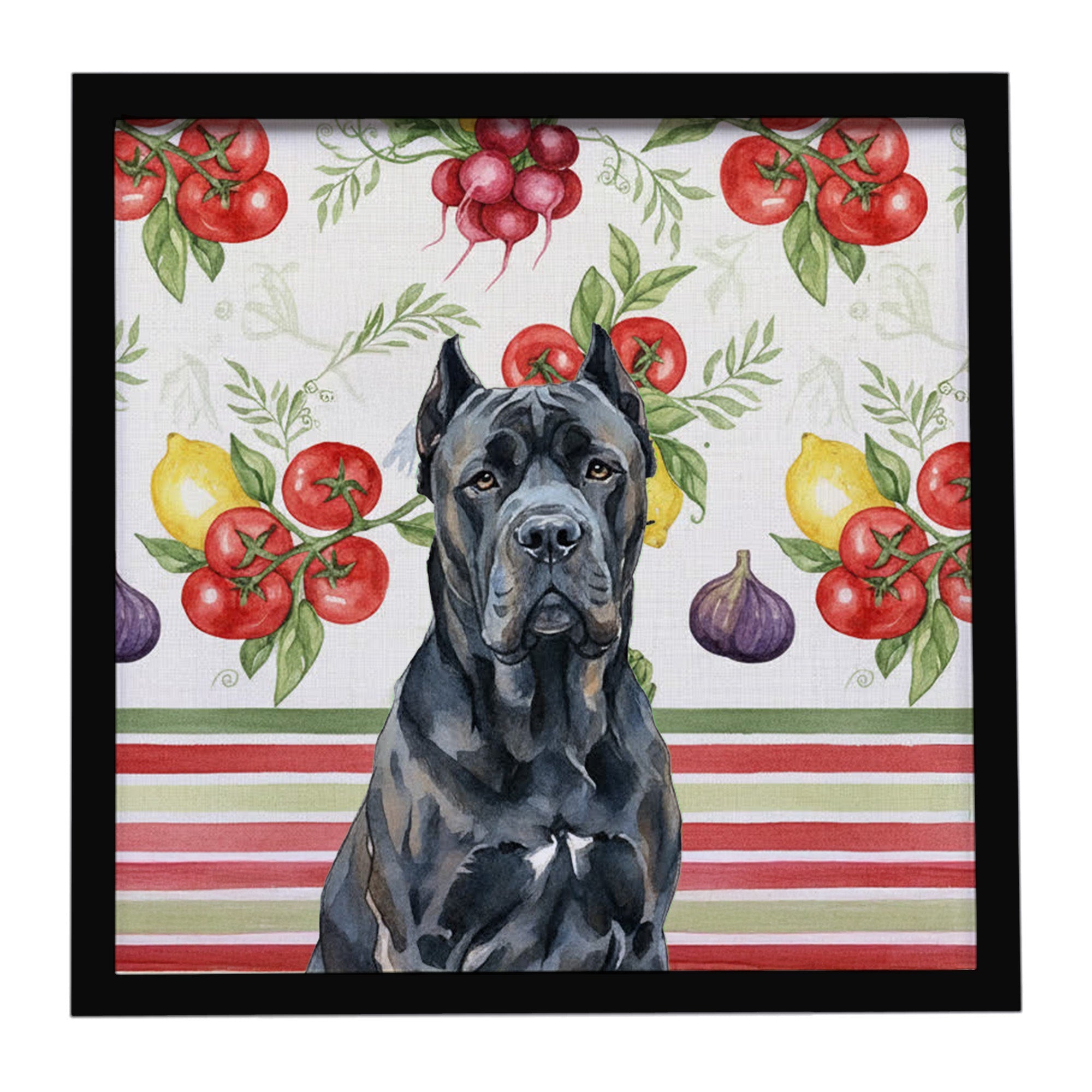 Cane Corso Vegetables Framed Metal Print Bathroom, Kitchen, Office, Home Decor Wall Art Ready to Hang, Square, 8X8