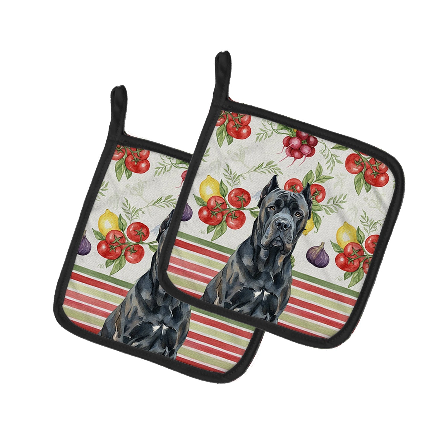 Cane Corso Vegetables Pot Holder Set of 2 Heat Resistant Quilted Hot Pads 7.5 x 7.5 Inch, Insulated Kitchen Trivets for Cooking & Baking