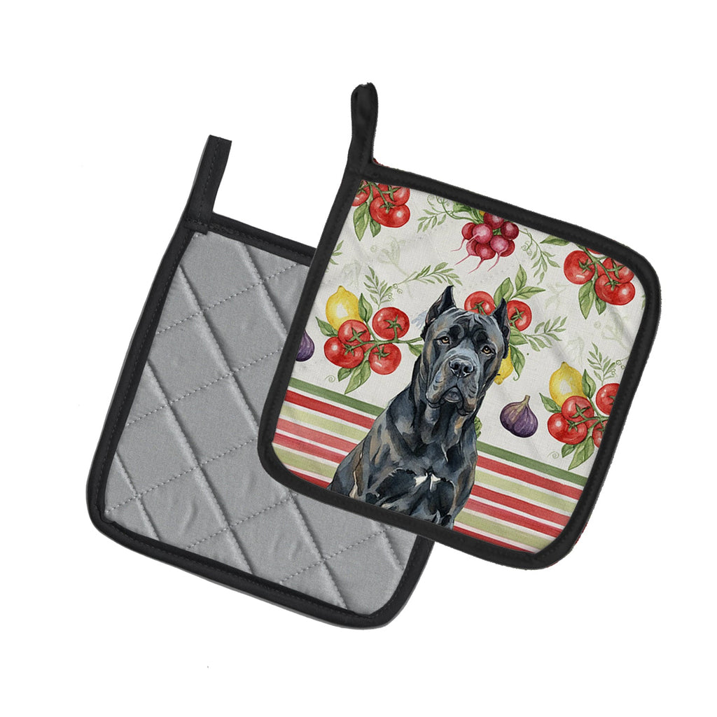 Cane Corso Vegetables Pot Holder Set of 2 Heat Resistant Quilted Hot Pads 7.5 x 7.5 Inch, Insulated Kitchen Trivets for Cooking & Baking