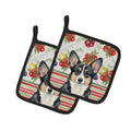 Black and White Cardigan Welsh Corgi Vegetables Pot Holder Set of 2 Heat Resistant Quilted Hot Pads 7.5 x 7.5 Inch, Insulated Kitchen Trivets for Cooking & Baking