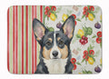 Black and White Cardigan Welsh Corgi Vegetables Memory Foam Kitchen Mat Machine Washable Anti-Fatigue Cushion Comfort Bath or Kitchen Rug