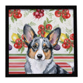 Blue Merle Cardigan Welsh Corgi Vegetables Framed Metal Print Bathroom, Kitchen, Office, Home Decor Wall Art Ready to Hang, Square, 8X8