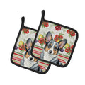 Blue Merle Cardigan Welsh Corgi Vegetables Pot Holder Set of 2 Heat Resistant Quilted Hot Pads 7.5 x 7.5 Inch, Insulated Kitchen Trivets for Cooking & Baking