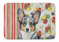 Blue Merle Cardigan Welsh Corgi Vegetables Memory Foam Kitchen Mat Machine Washable Anti-Fatigue Cushion Comfort Bath or Kitchen Rug