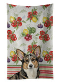Brindle Cardigan Welsh Corgi Vegetables Kitchen Towel Velour Plush Front and Cotton Loop Back Machine Washable
