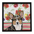 Brindle Cardigan Welsh Corgi Vegetables Framed Metal Print Bathroom, Kitchen, Office, Home Decor Wall Art Ready to Hang, Square, 8X8
