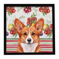 Red Cardigan Welsh Corgi Vegetables Framed Metal Print Bathroom, Kitchen, Office, Home Decor Wall Art Ready to Hang, Square, 8X8