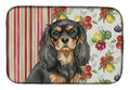 Black and Tan Cavalier Spaniel Vegetables Dish Drying Mat Absorbent Dish Drying Mat Pad for Kitchen Counter Dish Drainer Mat for Countertop, 14 x 21", Multicolor