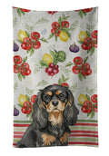 Black and Tan Cavalier Spaniel Vegetables Kitchen Towel Velour Plush Front and Cotton Loop Back Machine Washable