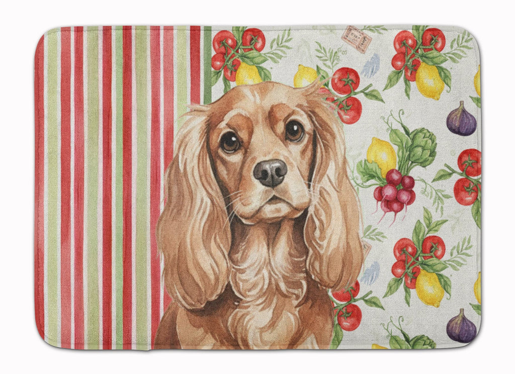 Ruby Cavalier Spaniel Vegetables Memory Foam Kitchen Mat Machine Washable Anti-Fatigue Cushion Comfort Bath or Kitchen Rug