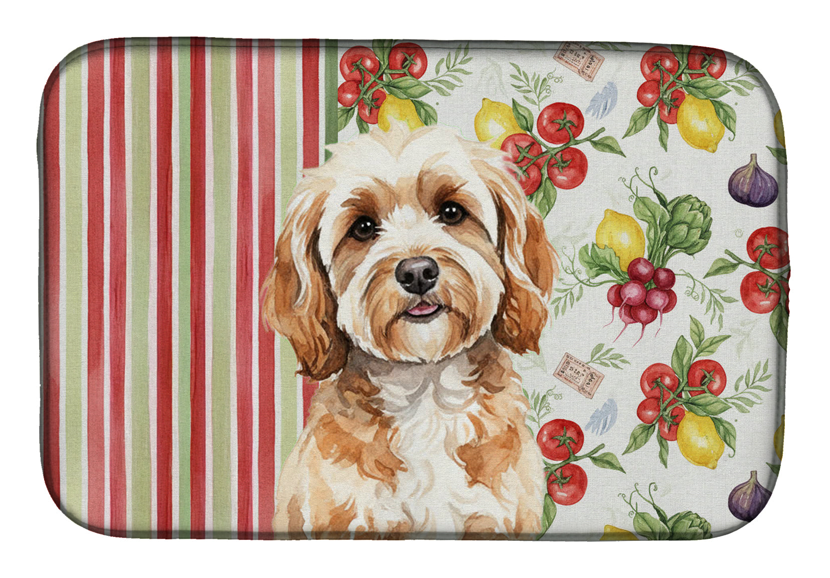 Cavapoo Vegetables Dish Drying Mat Absorbent Dish Drying Mat Pad for Kitchen Counter Dish Drainer Mat for Countertop, 14 x 21", Multicolor