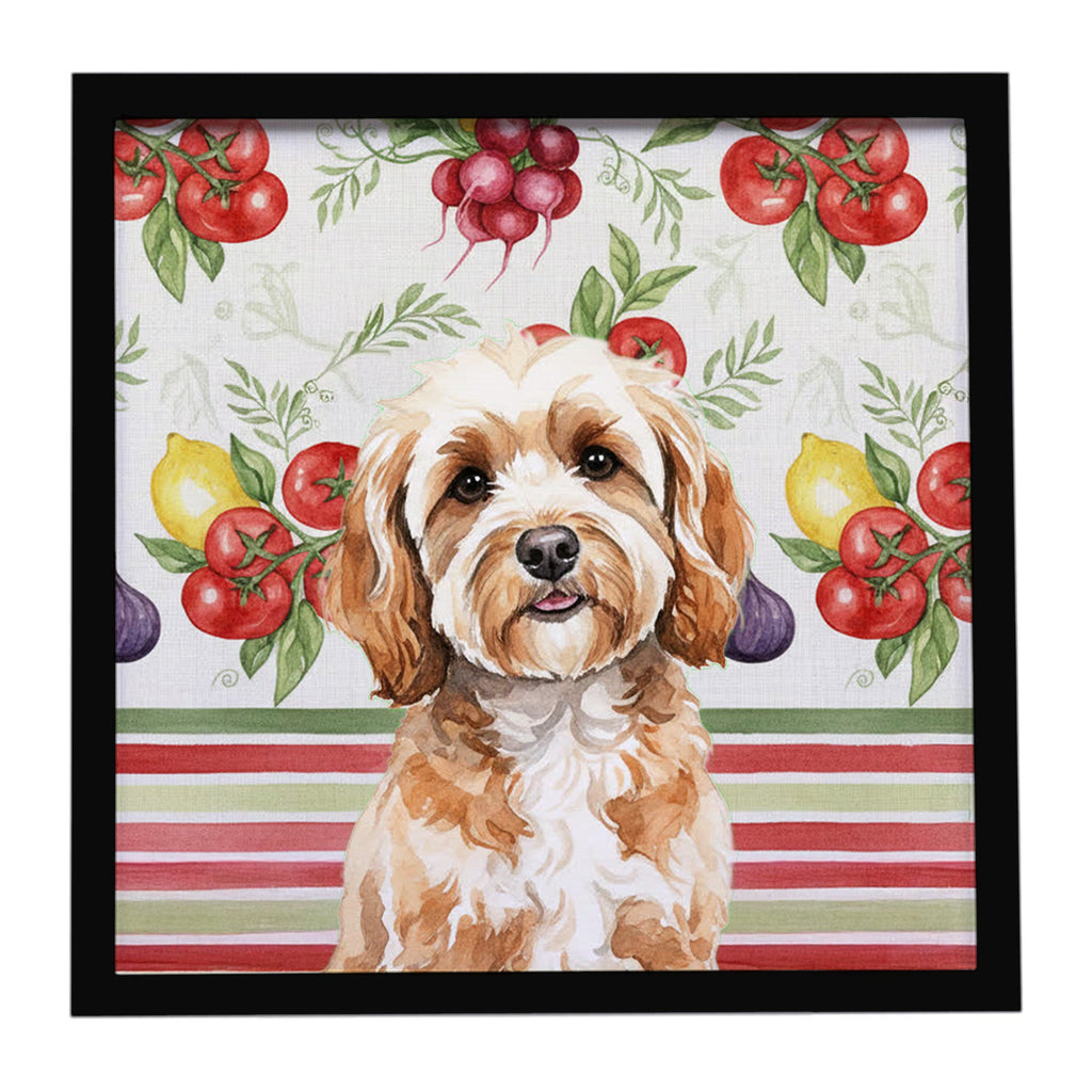 Cavapoo Vegetables Framed Metal Print Bathroom, Kitchen, Office, Home Decor Wall Art Ready to Hang, Square, 8X8