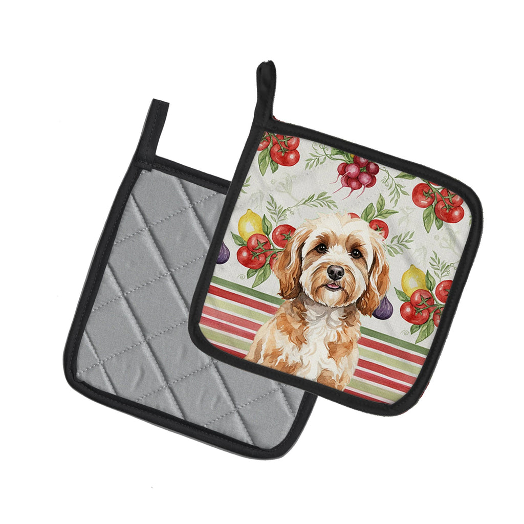 Cavapoo Vegetables Pot Holder Set of 2 Heat Resistant Quilted Hot Pads 7.5 x 7.5 Inch, Insulated Kitchen Trivets for Cooking & Baking