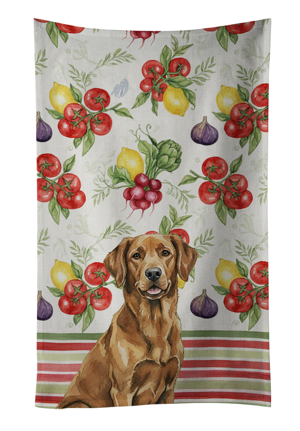 Chesapeake Bay Retriever Vegetables Kitchen Towel Velour Plush Front and Cotton Loop Back Machine Washable
