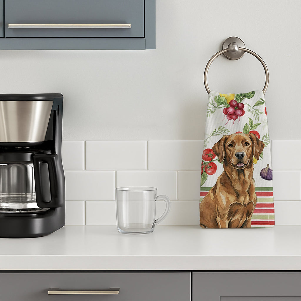 Chesapeake Bay Retriever Vegetables Kitchen Towel Velour Plush Front and Cotton Loop Back Machine Washable