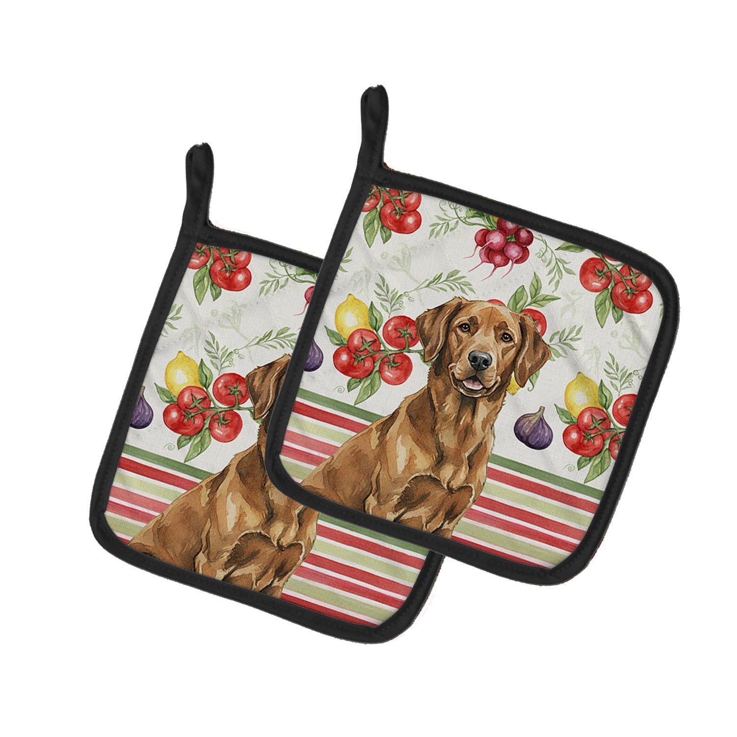 Chesapeake Bay Retriever Vegetables Pot Holder Set of 2 Heat Resistant Quilted Hot Pads 7.5 x 7.5 Inch, Insulated Kitchen Trivets for Cooking & Baking